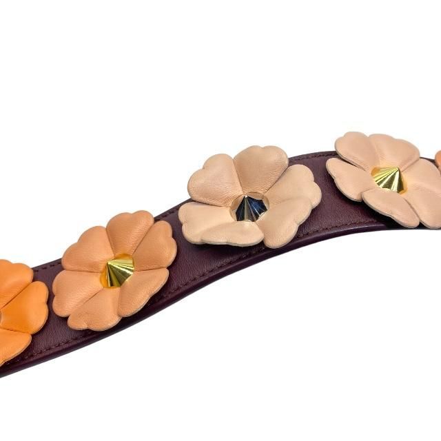 Fendi Strap You Shoulder Strap Small Flower Motif Studded Leather Purple