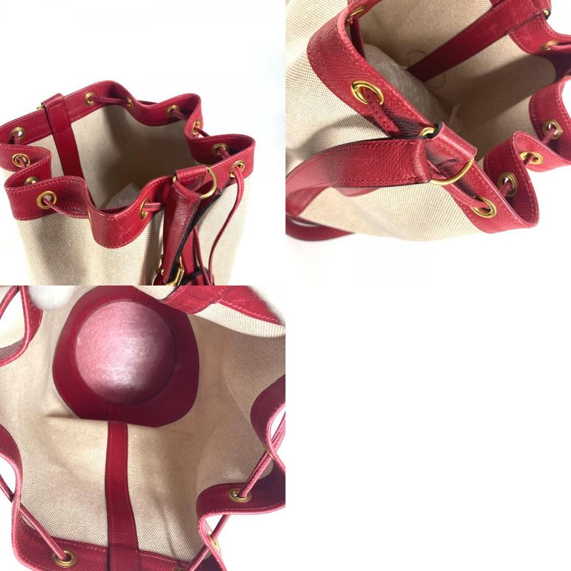 Hermes Shoulder Bag Standee Leather / Canvas Red