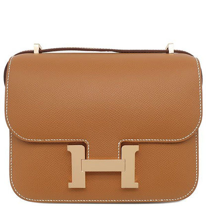 Hermes Constance 3 Mini Miroir Shoulder Bag Vaux Epson Gold Pink Gold Hardware