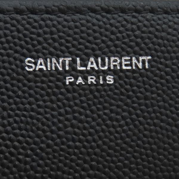 Saint Laurent Long Wallet Round Zipper Long Wallet Grain Leather Black Silver
