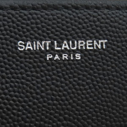 Saint Laurent Long Wallet Round Zipper Long Wallet Grain Leather Black Silver