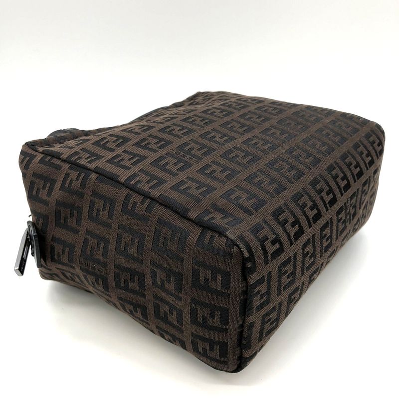 Fendi 2454 8n0000 Handbag Mini Bag Zucchino Canvas Leather Brown Women Men