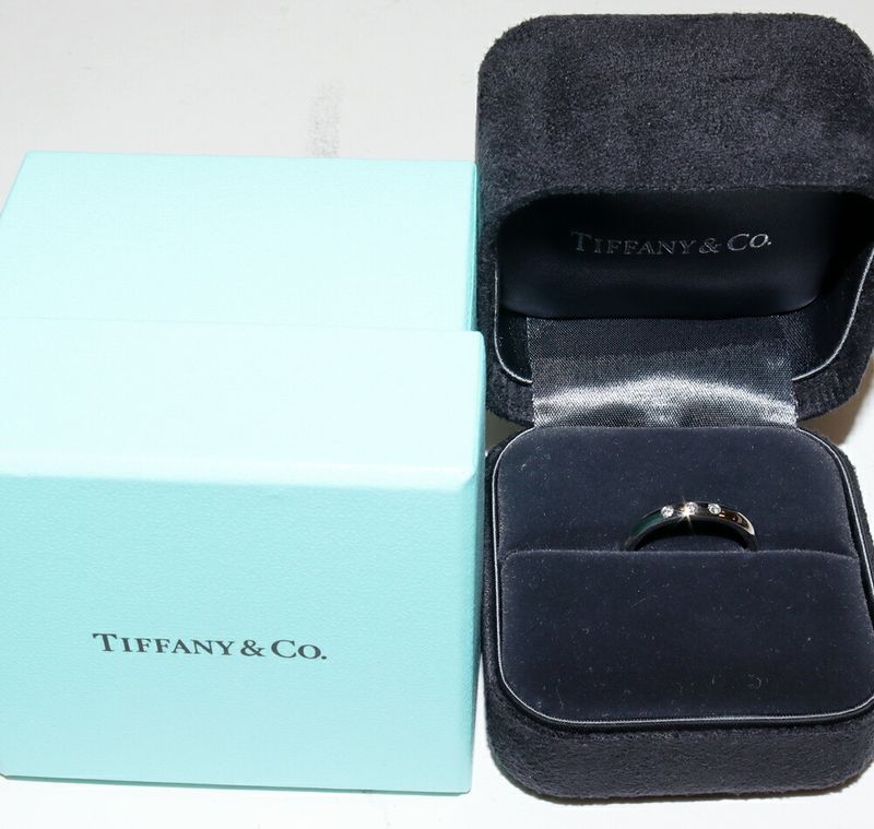 Tiffany & Co Ring Pt950 Diamond 3P (006ct) Elsa Peretti Stacking Band Ring