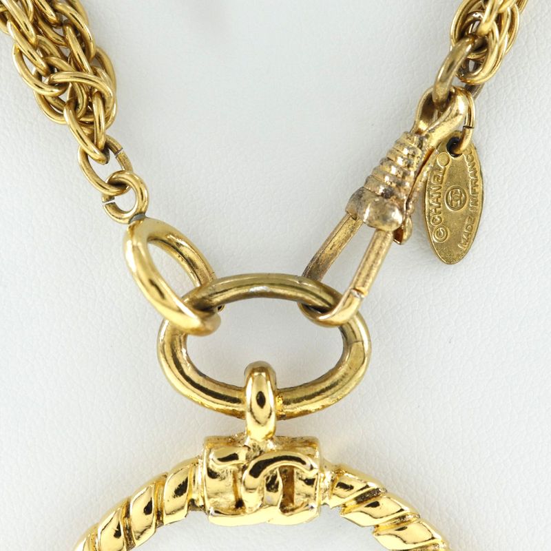 Chanel Loupe Double Chain Vintage Gold Plated Ladies 106.5g Necklace