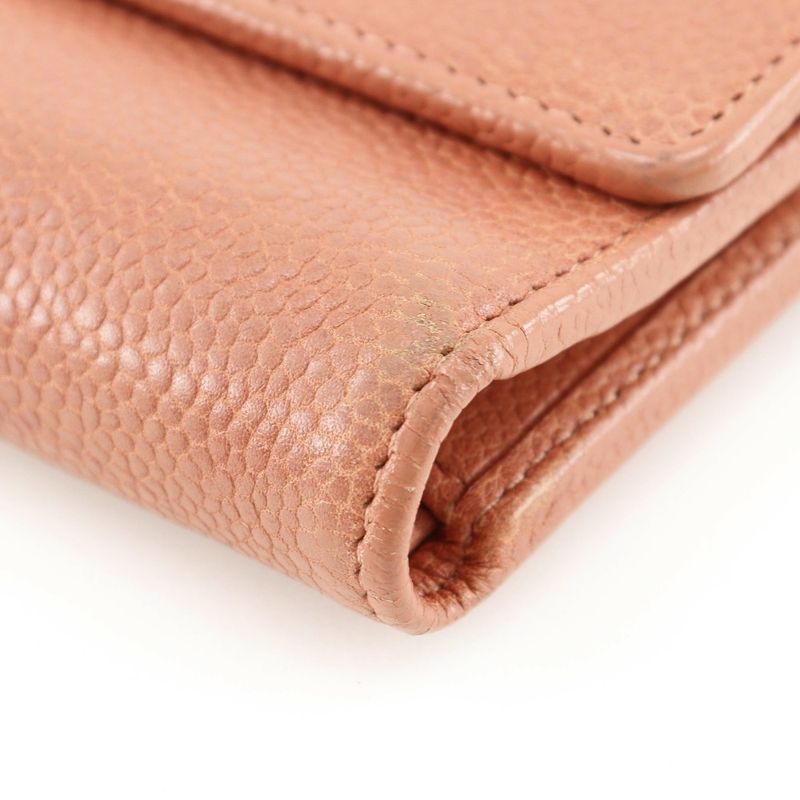 Chanel Coco Mark Caviar Skin Pink Women's Trifold Wallet