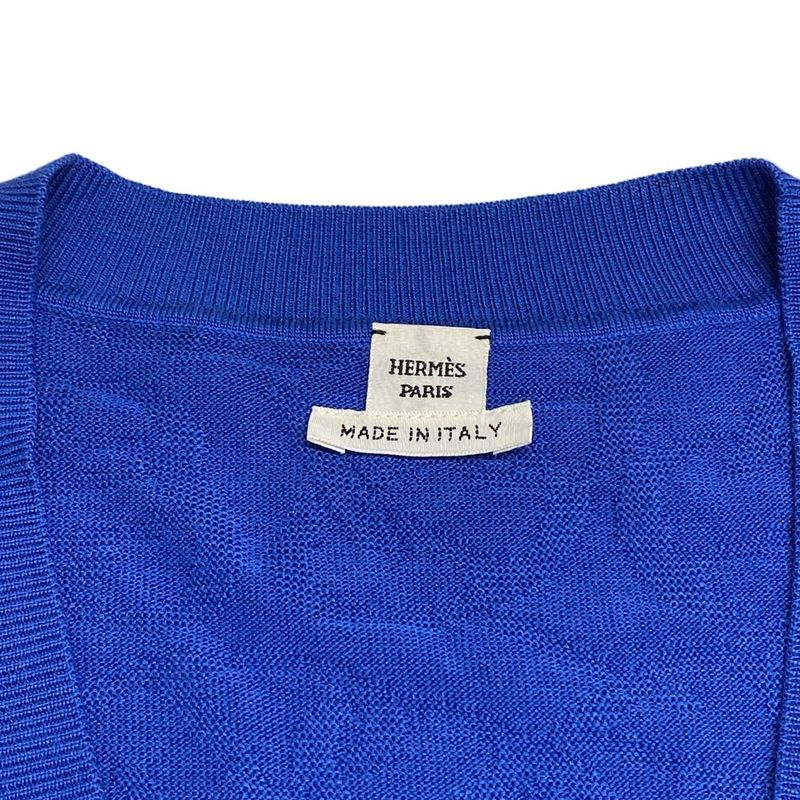 Hermes Cardigan Size 42 L Women - 4e2730dc Blue Long Sleeves Silk Blend/chaine