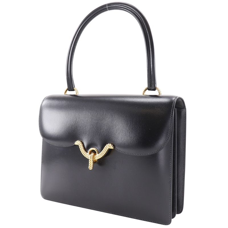 Hermes Vasco Vintage Box Calf Black 0M Ladies Handbag