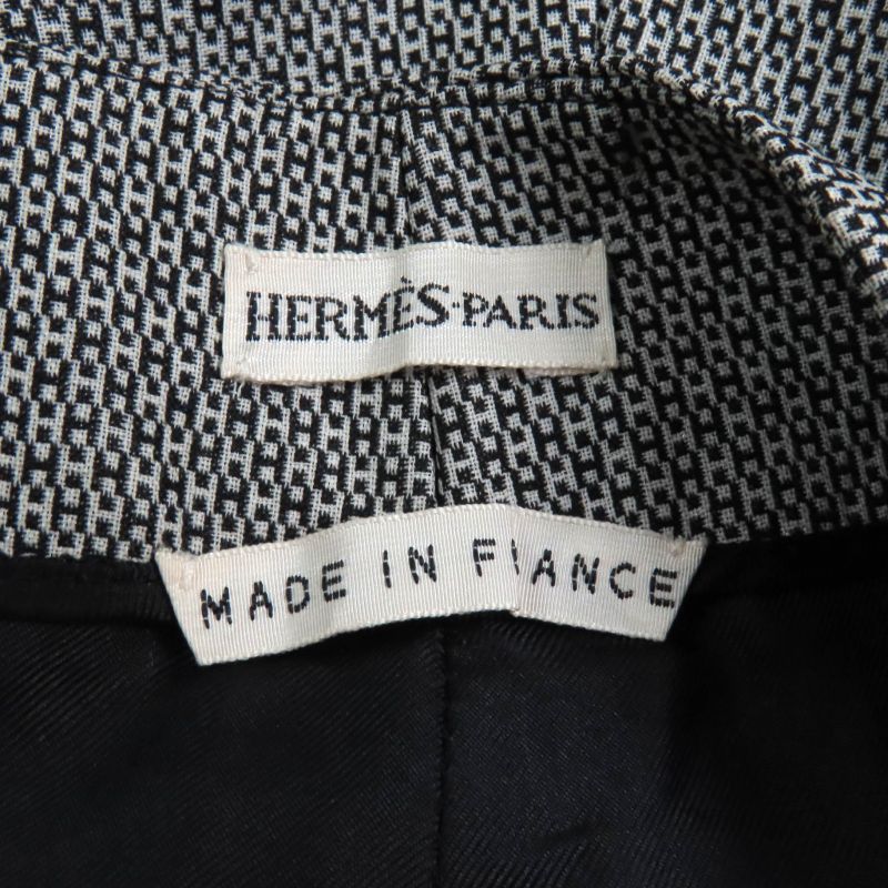 Hermes Vintage Wool Silk Blend Margiela Period H Pattern Pants Gray Black 34