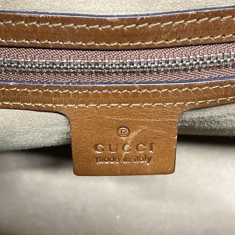 Gucci Handbag - 409534 Dark Brown And Beige Leather