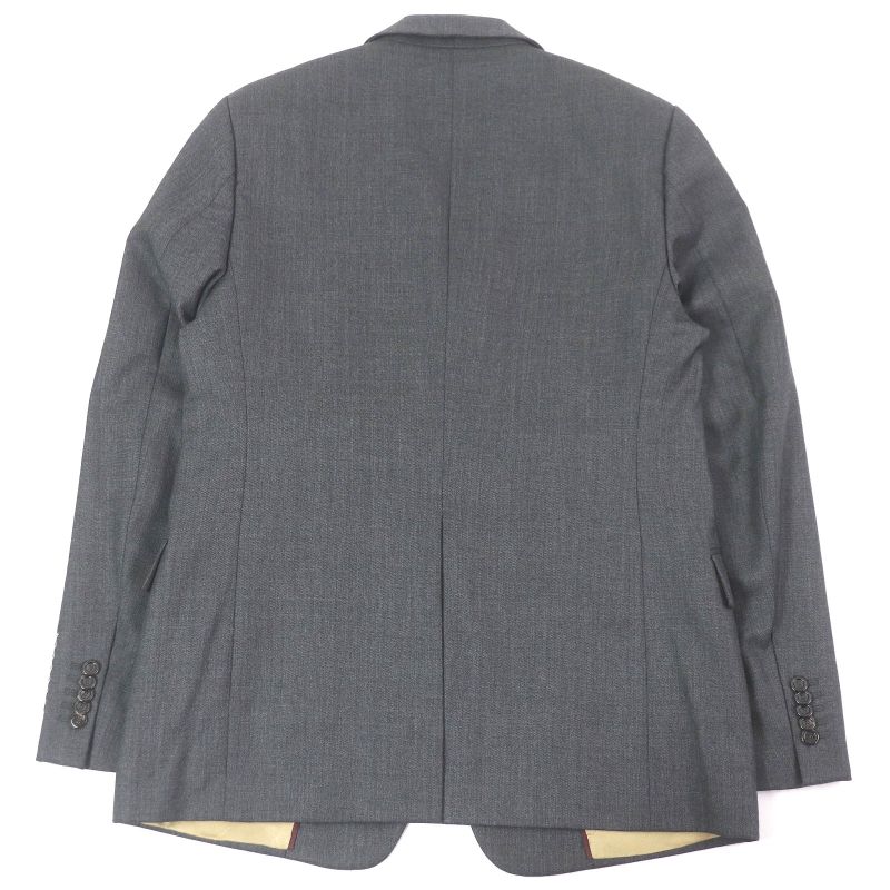 Gucci 625378 100% Wool Logo Patch Single Bleather Tailored Jacket Gray 50 Made
