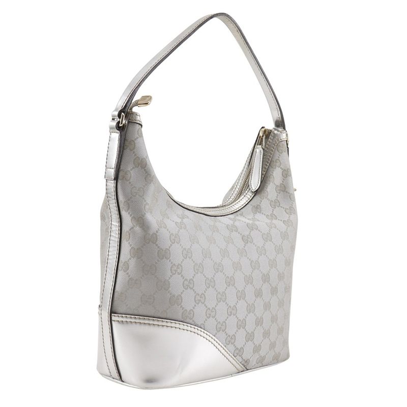 Gucci Interlocking G 182491 GG Canvas Silver Ladies Shoulder Bag