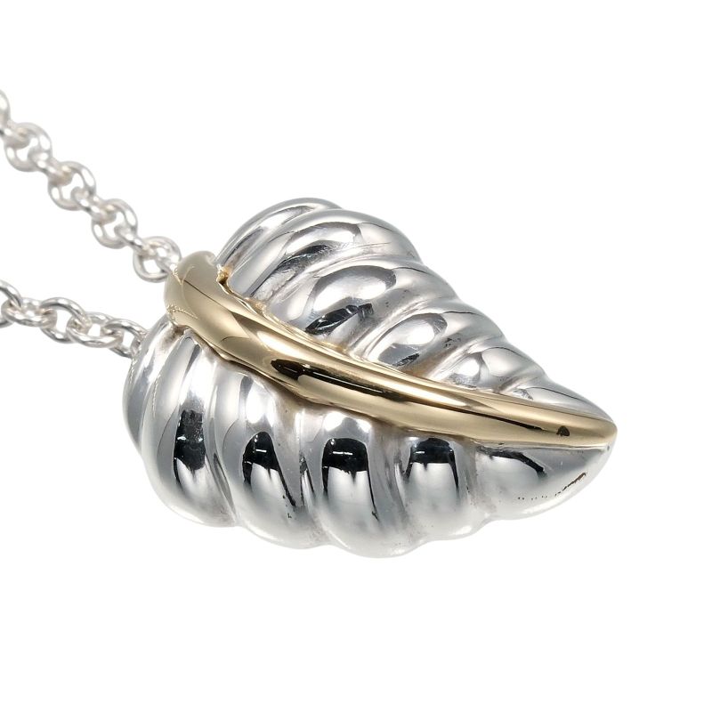 Tiffany & Co Leaf Silver 925 X 18K Yellow Gold Ladies 4.29g Necklace