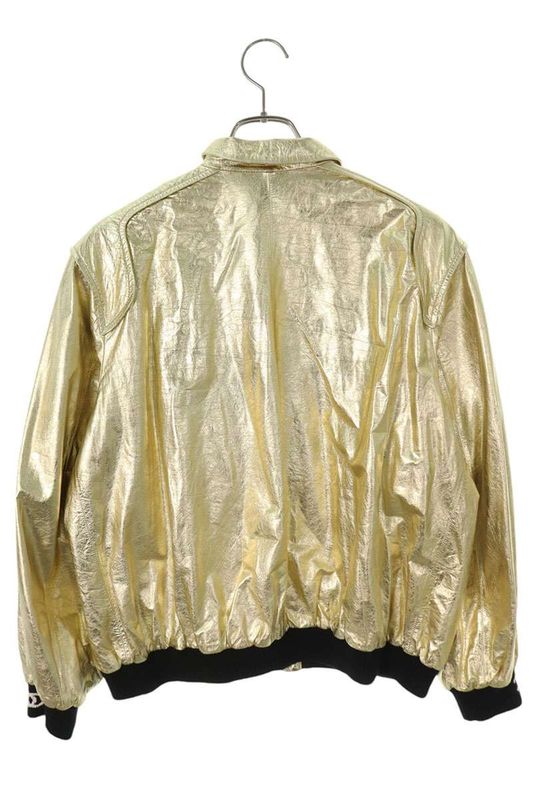 Chanel P74075c65707 Sleeve Ribbed Coco Mark Design Leather Jacket Women's 40