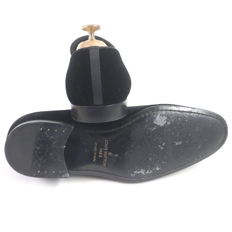 Louis Vuitton Hauteuil Line LV Logo Gold Embroidery Velvet Opera Shoes Loafers