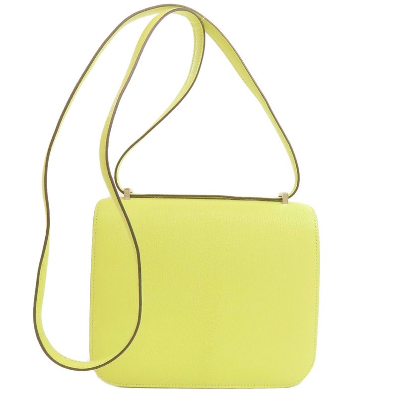 Hermes Constance Jaune Bourgeon 3 Mini Silver Hardware Shoulder Bag Chevre Women
