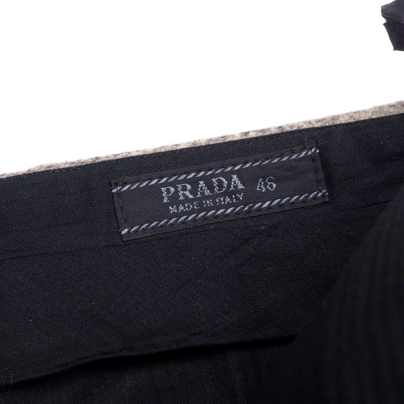 Prada Pants Size 46 Button Fly Wool Grey Beige Made In Italy 20241226 Ra2721