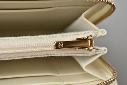 Unused Chanel Wallet Round Zipper Medium Matelasse Caviar Skin