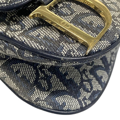 Dior/christian Dior Shoulder Bag Trotter Ivory X Navy X Black Leather