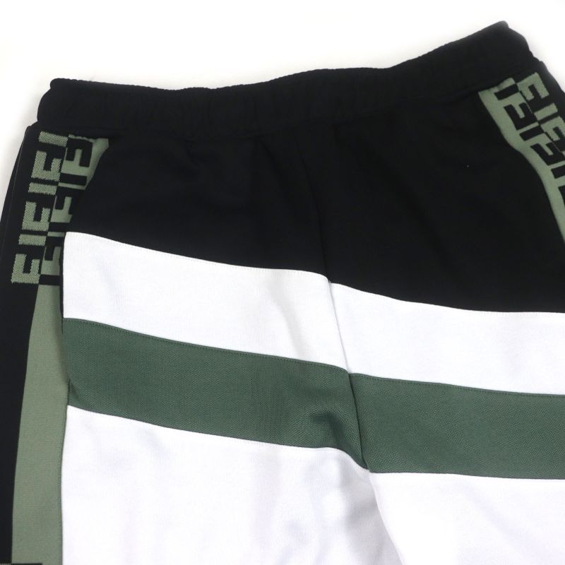  Fendi Fab557 FF Logo 2WAY Jersey Track Pants Green Black White S Made In