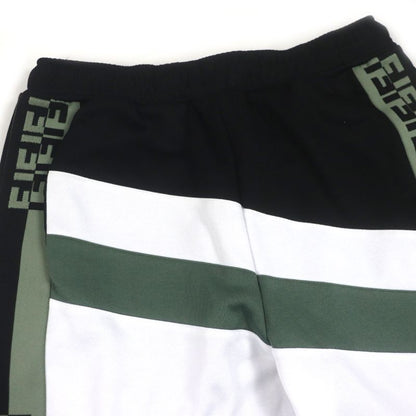  Fendi Fab557 FF Logo 2WAY Jersey Track Pants Green Black White S Made In