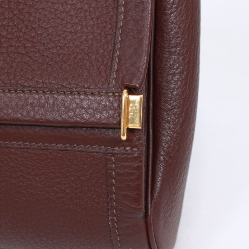 Hermes Equi Havana Taurillon Leather Brown Clutch Bag Gold
