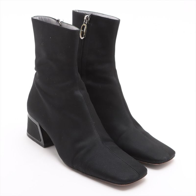 Gucci Satin And Leather Short Boots Women's 36 C 104 0252 Black Made In Italy