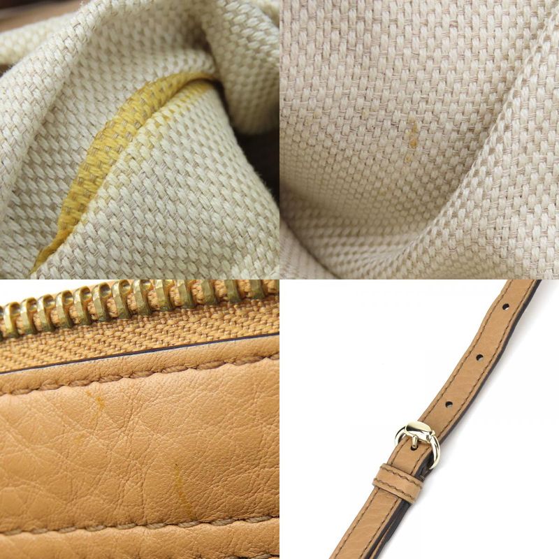 Gucci Handbag Soho 369176 Interlocking Tassel Leather Beige Gold Hardware 2WAY