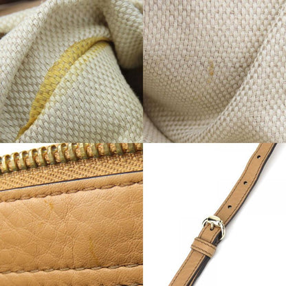 Gucci Handbag Soho 369176 Interlocking Tassel Leather Beige Gold Hardware 2WAY