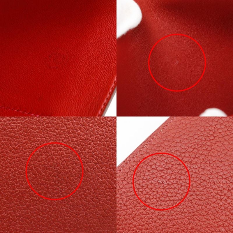 Hermes Dogon GM Taurillon Clemence Red □R Ladies Long Wallet