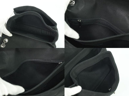 Authentic Chanel Matelasse Coco Mark Chain Shoulder Bag Pochette Soft Caviar