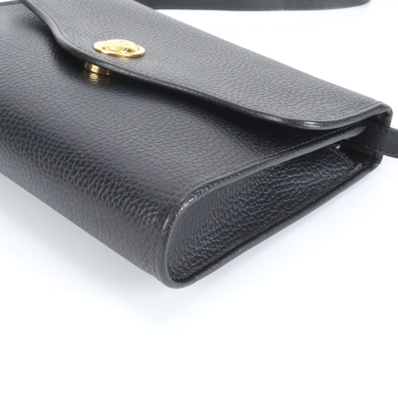 Vintage Christian Dior CD Logo Leather Shoulder Bag Crossbody Black Women EUE