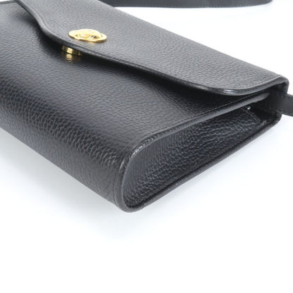 Vintage Christian Dior CD Logo Leather Shoulder Bag Crossbody Black Women EUE