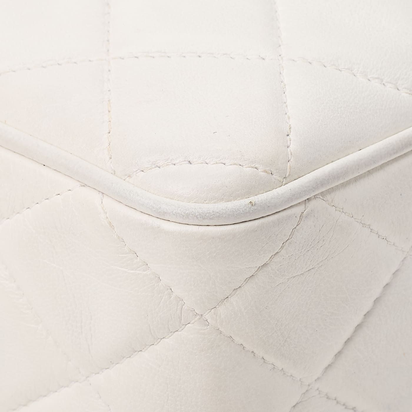 Chanel Matelasse Coco Mark With Fringe Bijoux Chain Shoulder Lambskin White