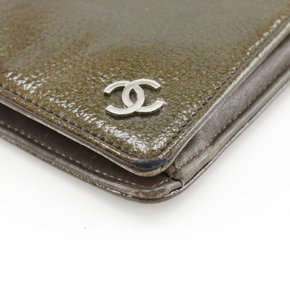 Chanel Coco Patent Leather Bronze Women's Long Wallet