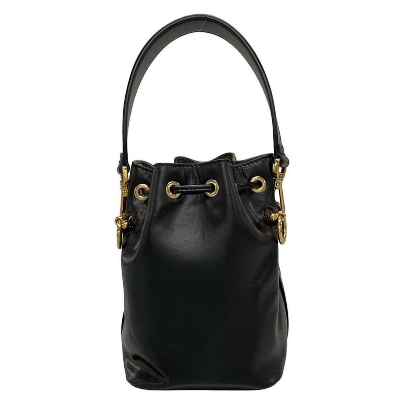 Fendi Handbag Mini Montresor 8bs010 Black Drawstring Shape / Mini Bag Leather