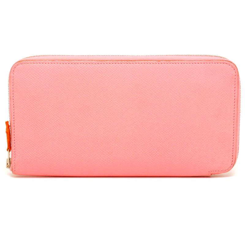 Hermes Azap Silkwin Long Wallet Long Wallet Pink And Orange Silver Hardware