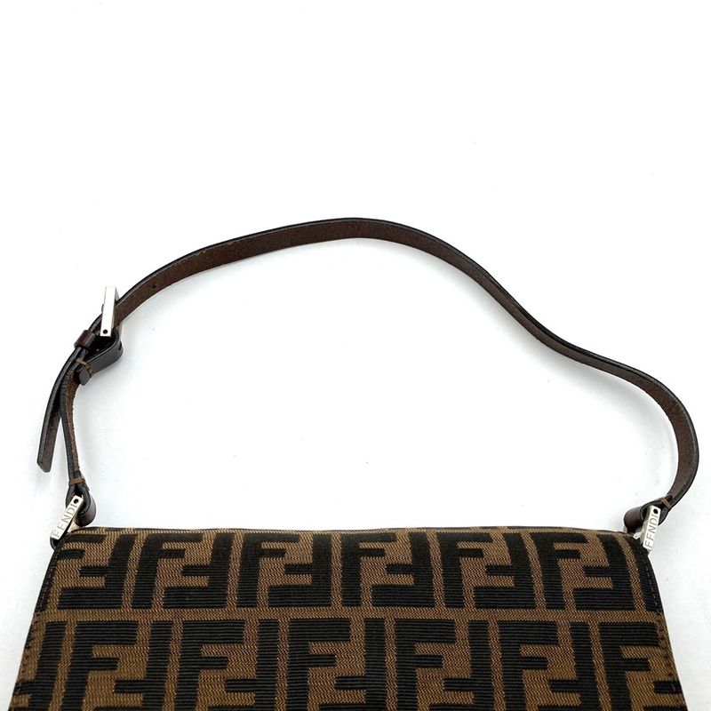 Fendi Zucca 26424 Handbag Shoulder Bag Canvas Brown Women