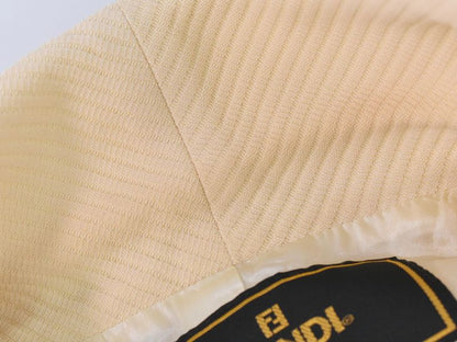 Authentic Fendi Cotton Viscose Acetate Cupro Jacket Outerwear Beige Women's