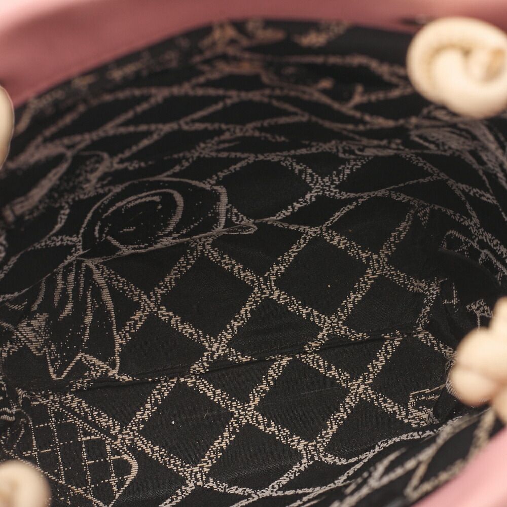 Chanel Mini Tote Bag Essential Logo Mark Lambskin Pink Silver Hardware Handbag