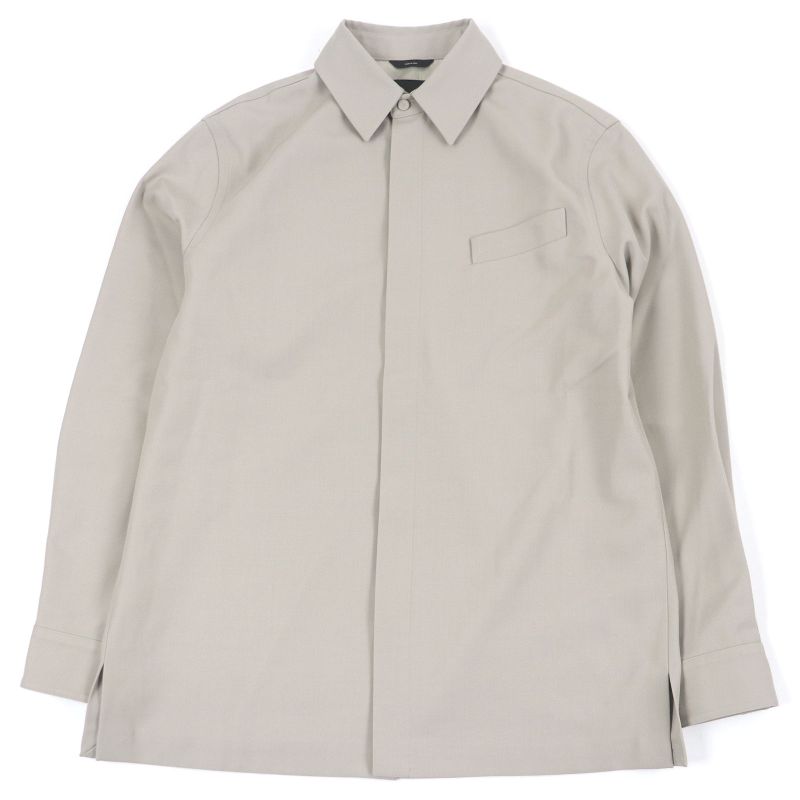 Fendi 2022 Fw1145 Fly Front FF Logo Embroidery Long Sleeve Safari Shirt Beige