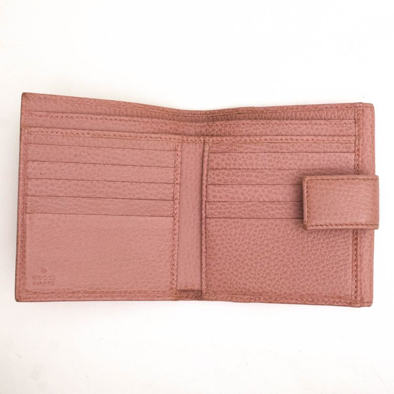 Gucci Wallet Ladies Women Leather Genuine Pink 806215924 Hook Bifold with
