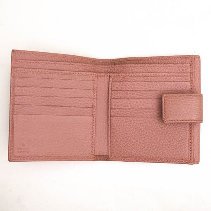 Gucci Wallet Ladies Women Leather Genuine Pink 806215924 Hook Bifold with
