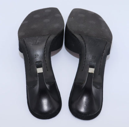 Louis Vuitton Monogram Satin Mule Sandals Women's 37 Ma1020 Black Made In Italy