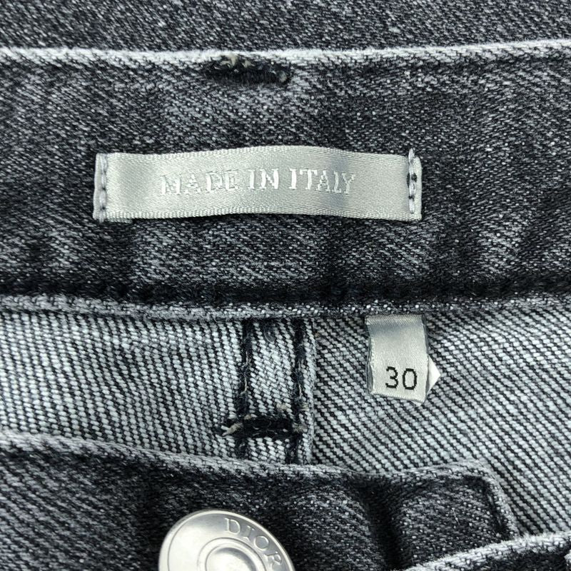 Dior - Logo Leather Patch Black Denim Skinny Pants - 30 - Charcoal Gray - Men's