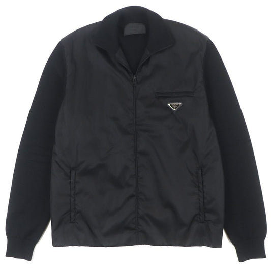 Prada Umc149 100% Virgin Wool Re-nylon Triangle Logo Triangle Plate Knit