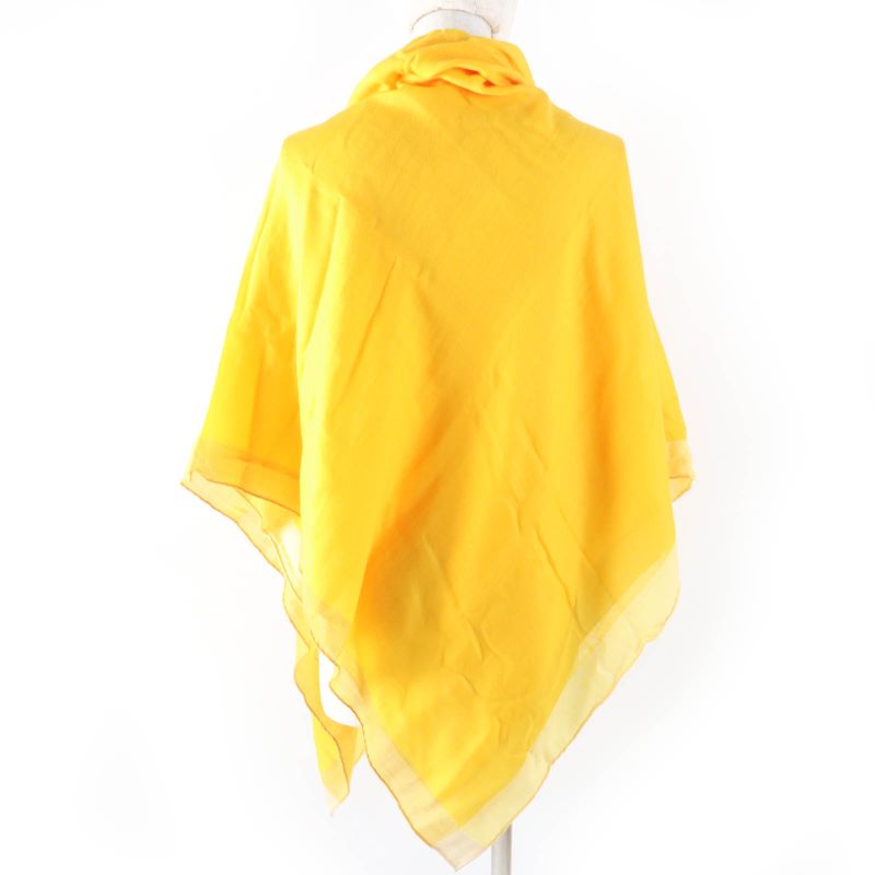Hermes 100% Cashmere Large Shawl Scarf With Logo Yellow Made In England Women