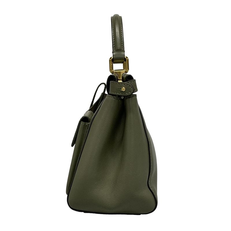 Fendi Handbag Mini Peekaboo Pocket 8bn311 Khaki Leather