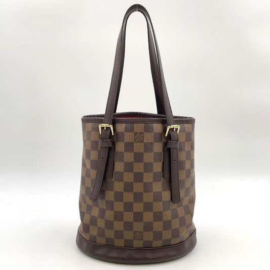 Louis Vuitton Marais Damier Ebene Damier Ebene Leather × PVC Brown Tote Bag