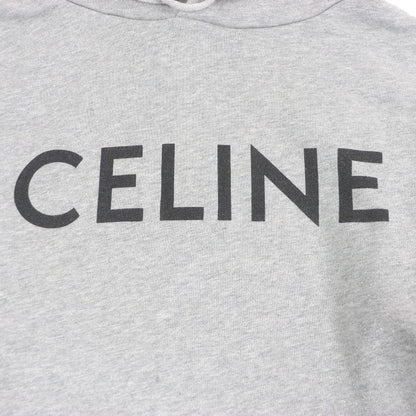 Celine 2y321670q 100% Cotton Logo Print Loose Hoodie Pullover Hoodie Grey XL
