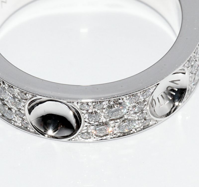 Louis Vuitton 18K White Gold Full Pavé Diamond Petite Bague Empreinte Ring